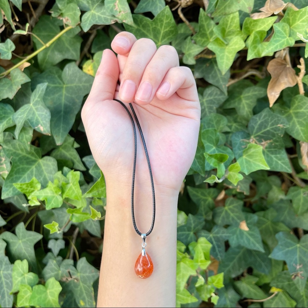 100% Natural Premium Quality Sunstone Teardrop Cabochon Pendant #1